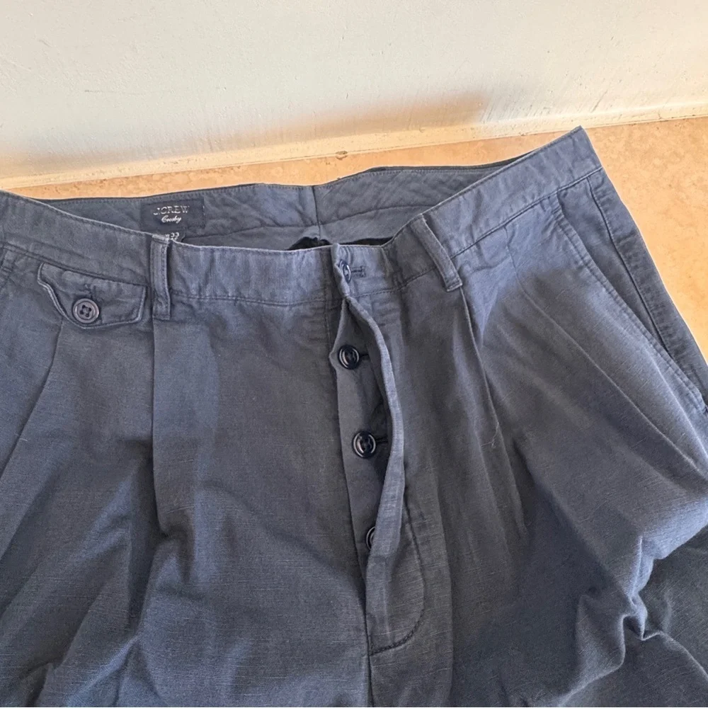 J Crew Navy Crosby Classic-fit suit pant Italian Cotton Linen Men Sz 33/32